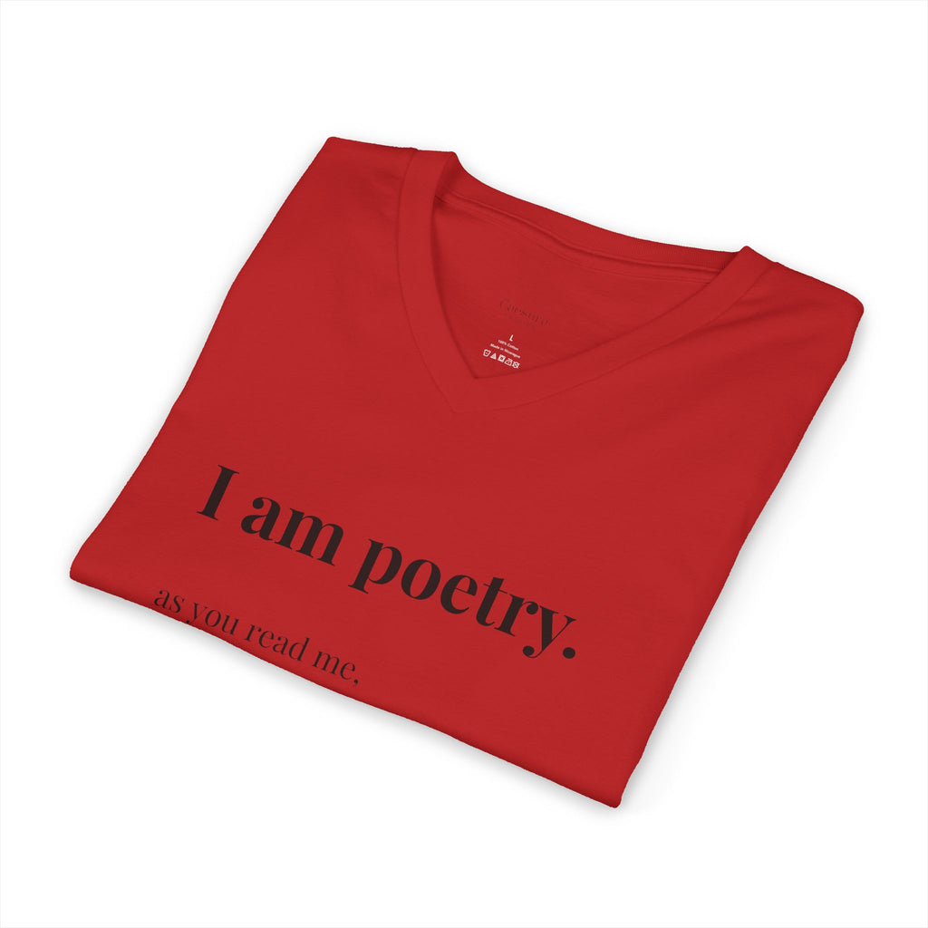 V-Neck T-shirt, "I am poetry" original wearable poem